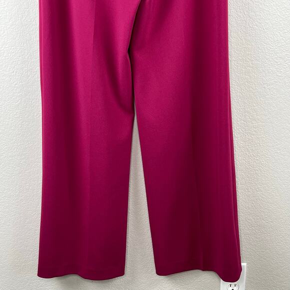 Calvin Klein Side Button Stretchy Mulberry High Rise Wide Leg Trouser Pant 2 NWT - Picture 11 of 15